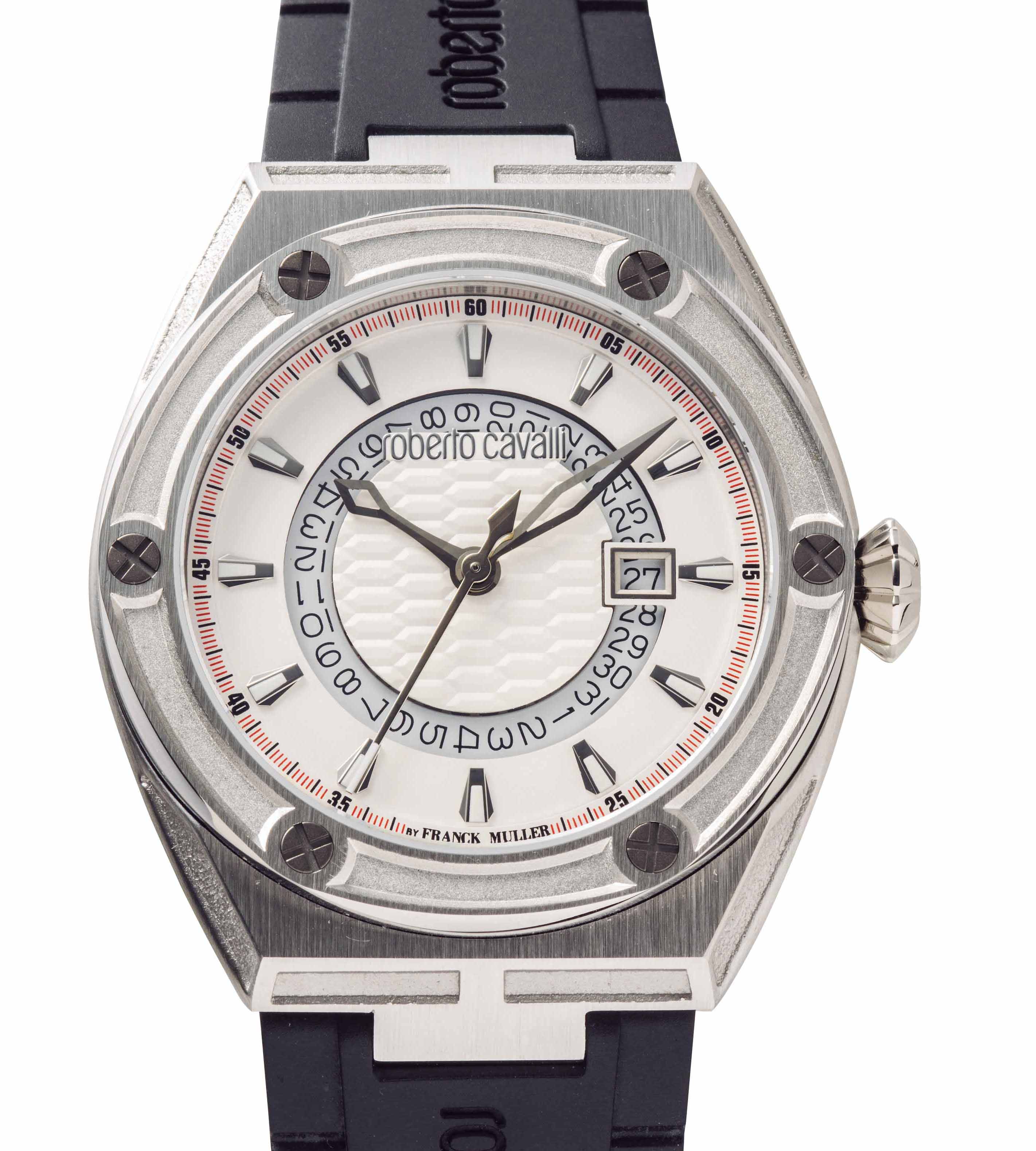 Roberto Cavalli エンボス加工 ベルト 46 アクセ感覚で魅せる2シリーズ roberto cavalli BY FRANCK MULLER