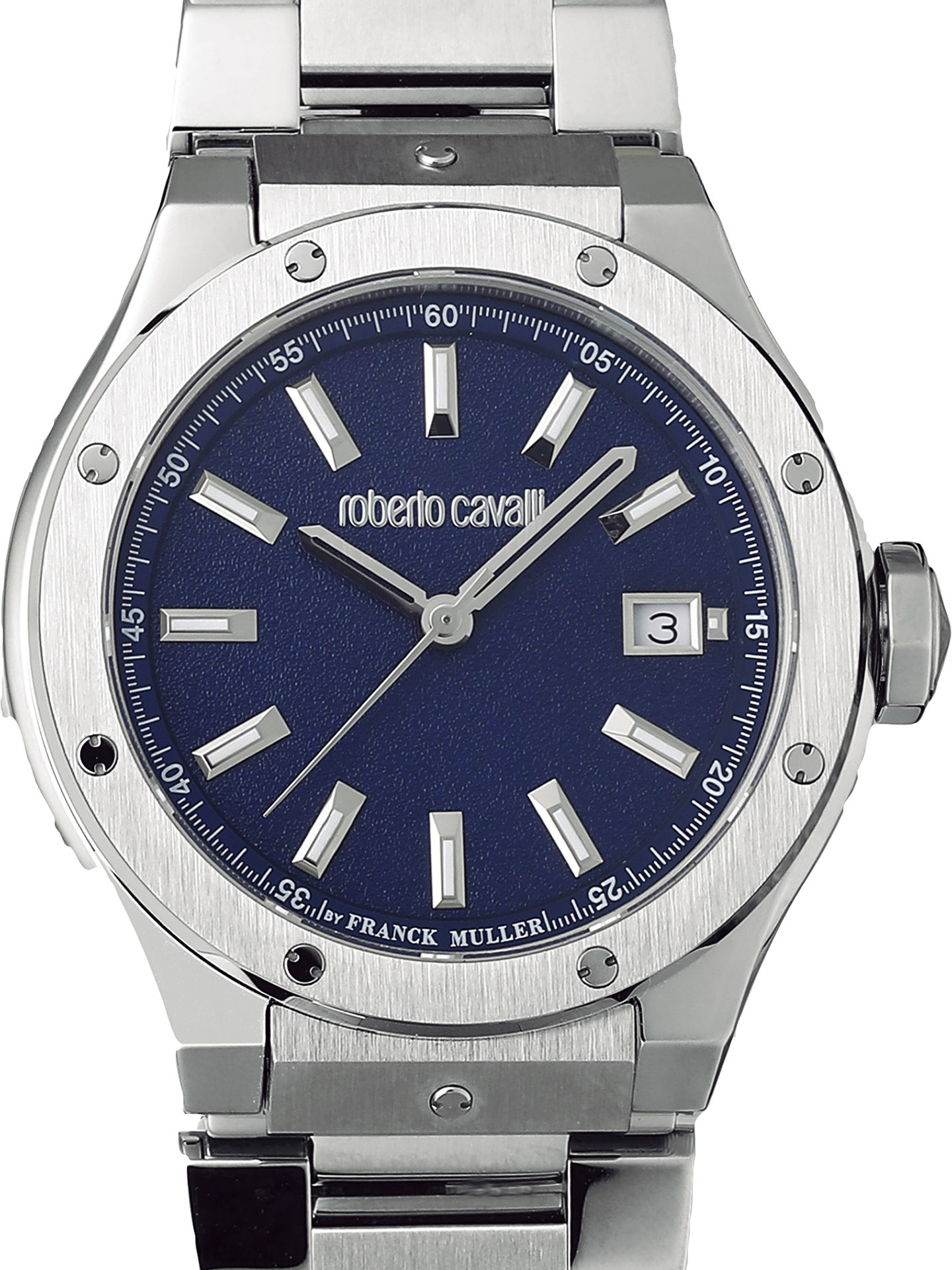 roberto cavalli クロノグラフ　腕時計　クォーツ　ブルー文字盤 Roberto Cavalli Venom Blue Dial Chronograph Stainless Steel Men's