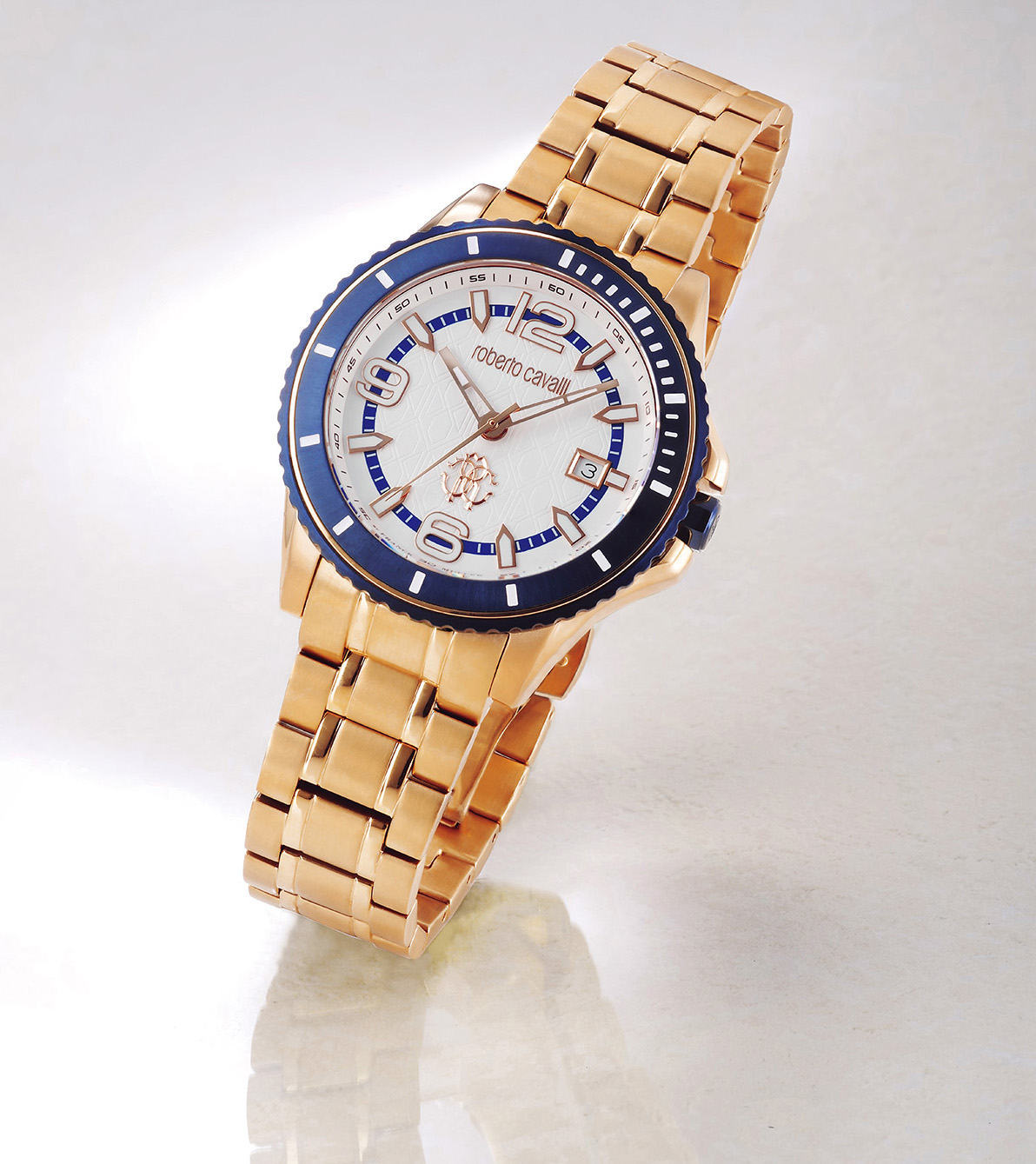 ロベルトカヴァリ 腕時計 3針 メンズ ネイビーブルー クロノグラフ