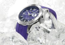 パープルのマーブル模様で癒しを与えてくれる、新たな天然石モデルの腕時計が『ザ・ニシオギ』からリリース!!